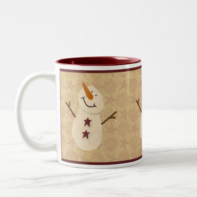 Primitive Snowman-Tasse Zweifarbige Tasse (Links)