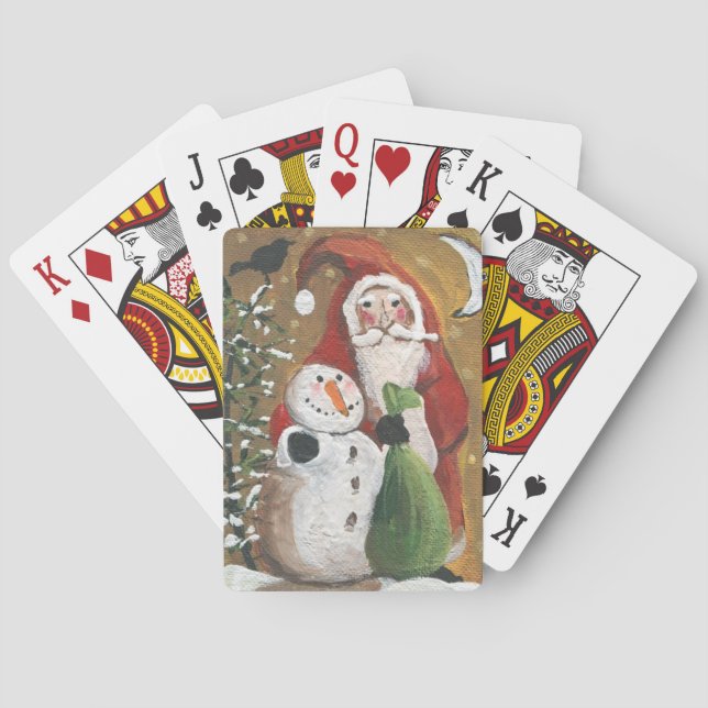 Primitive Snowman und der Weihnachtsmann Spielkarten (Rückseite)