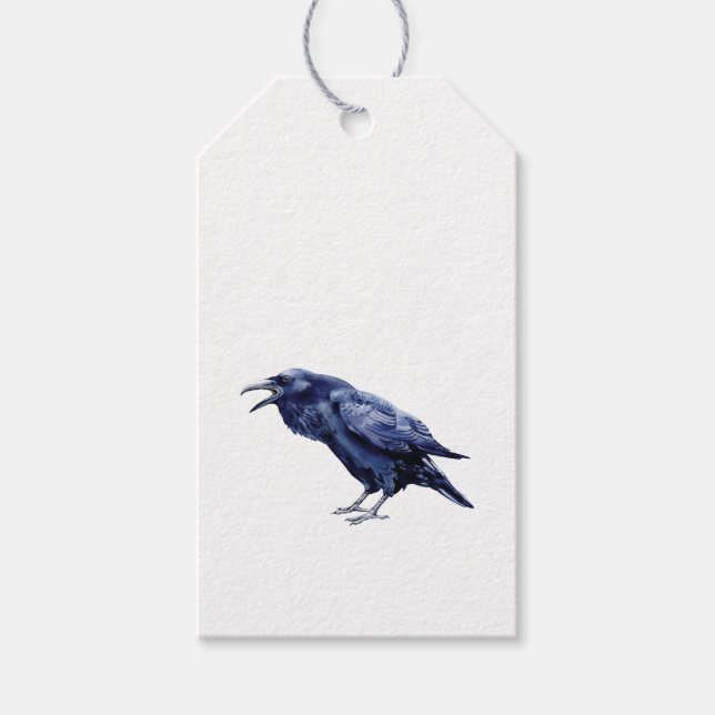 Primitive Spooky Halloween Raven Crow Herbst Fall Geschenkanhänger (Vorderseite)