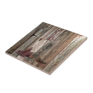 Primitive Stallholz Land Western Cowboy Boot Fliese