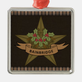 Primitive Star & Berries Personalisierte Weihnacht Ornament Aus Metall