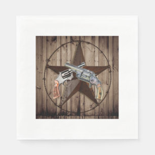 Primitive Texas Star Western Country Cowboy Pistol Serviette