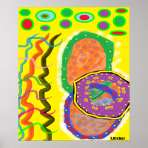Primitive Tribal Art Poster drucken gemischte Farb