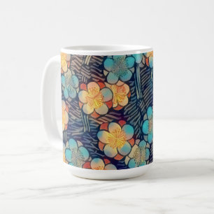 Primitive Vintage Style Blumen Kunst Tasse