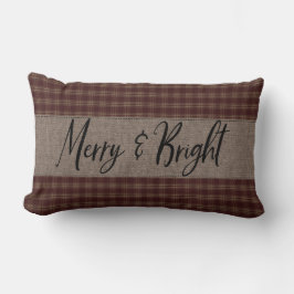 Primitive Weihnachten Burgundy Homespun Merry Lendenkissen