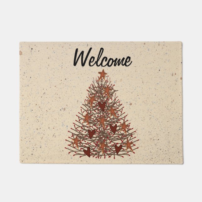 Primitive-Weihnachtsbaum-Türmatte Fußmatte (Vorderseite)