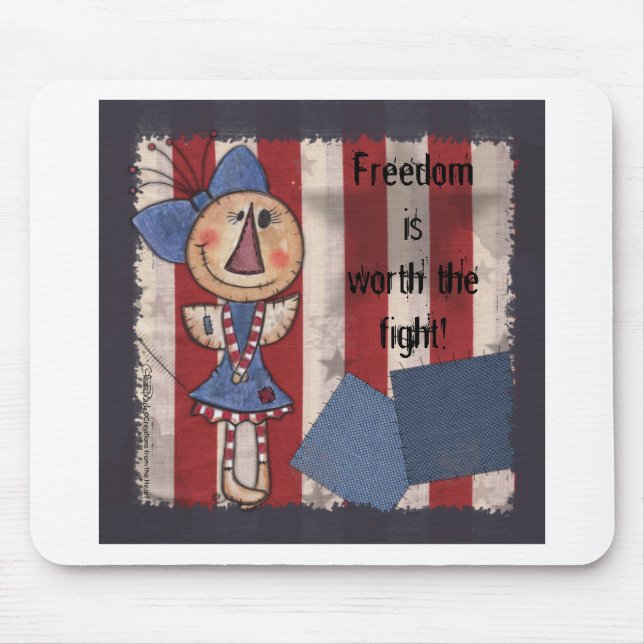 Primitiver amerikanischer Engel - Happy 4. Juli Mousepad (Vorne)