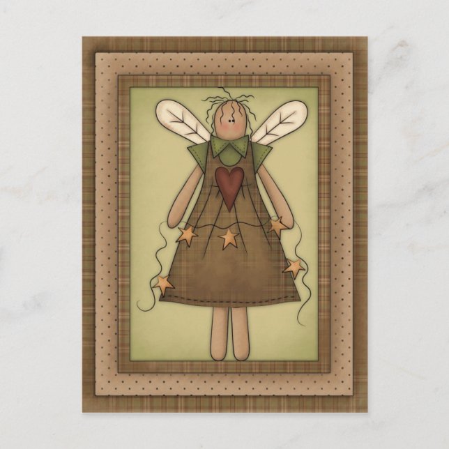 Primitiver Angel mit Urstern Postkarte (Vorderseite)
