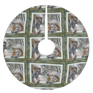 Primitiver Jungle Print Weihnachten Polyester Weihnachtsbaumdecke
