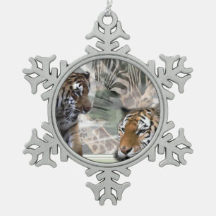 Primitiver Jungle Print Weihnachten Schneeflocken Zinn-Ornament