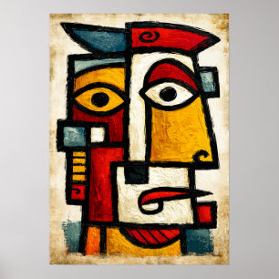 Primitiver kubistischer Charakter 1 Fette abstrakt Poster