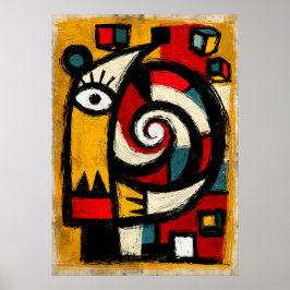 Primitiver Kubistischer Spiral-Totem-Kühner-Abstra Poster