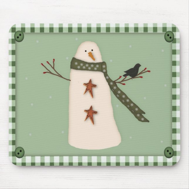 Primitiver Schneemann-Mauspad Mousepad (Vorne)