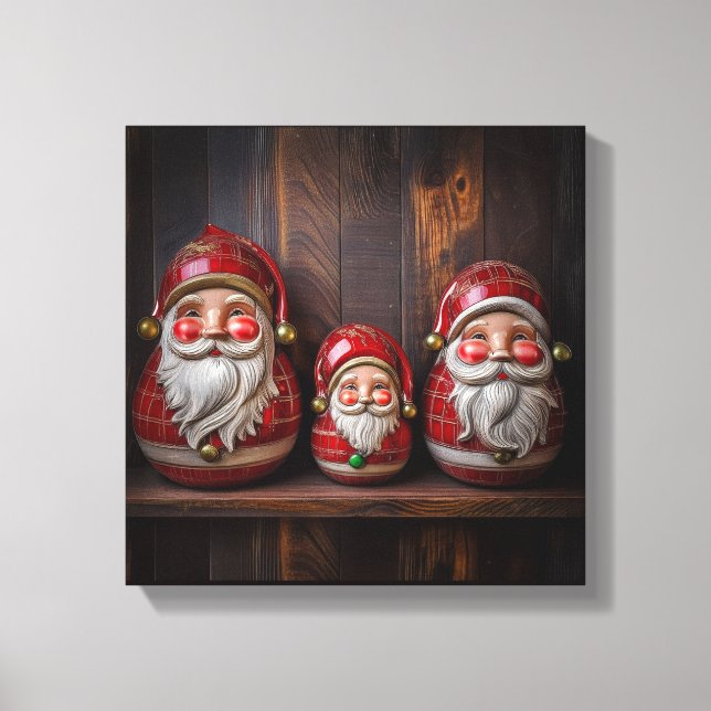 Primitiver Volks kunst Weihnachtsmann Landhausstil Leinwanddruck (Vorderseite)