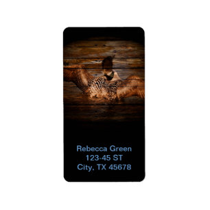 Primitiver Western aus Bartholz Land Wasservögel L Adressaufkleber