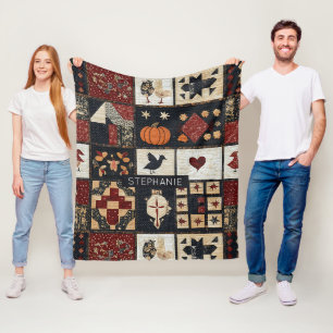 Primitives Bauernhaus Appliqué & Geometric Fleecedecke