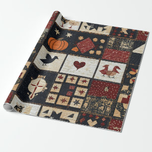 Primitives Bauernhaus Appliqué & Geometric Geschenkpapier