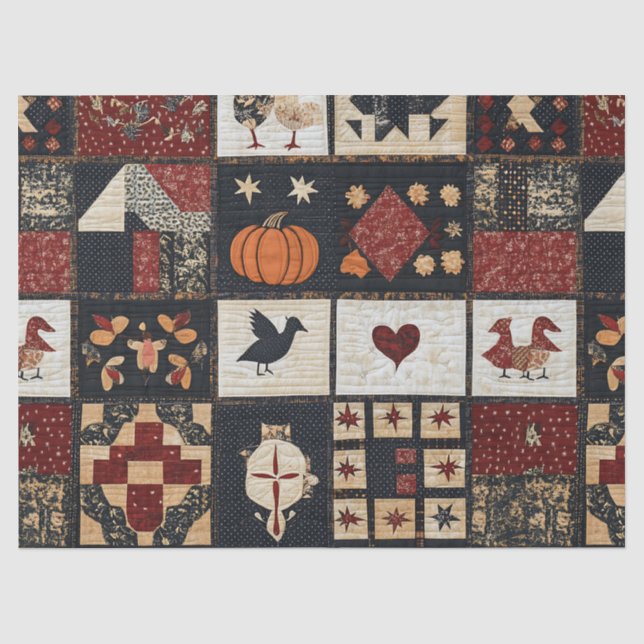 Primitives Bauernhaus Appliqué & Geometric Seidenpapier (Vorderseite)