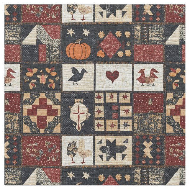 Primitives Bauernhaus Appliqué & Geometric Stoff (Nahaufnahme)