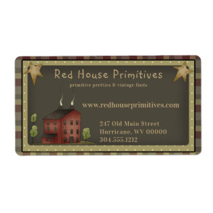 Primitives Country Red Saltbox House / Stars