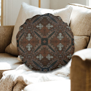 Primitives Cowboy Western Land Tooled Leather Rundes Kissen