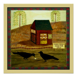 Primitives Frühstück im Folk Art Bandit Poster