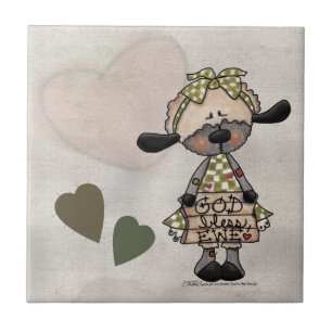 Primitives Lamm-Gott-Bless-Ewe Fliese