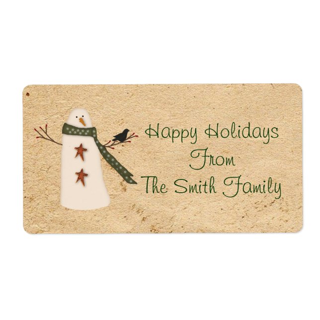 Primitives Ländersnowman-Label (Vorne)