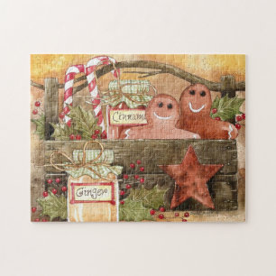 Primitives Lebkuchen- und Zimt-Korbbau-Puzzle Puzzle