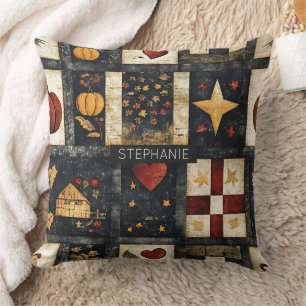 Primitives Quiltmuster für den Herbst   Ernte Kissen