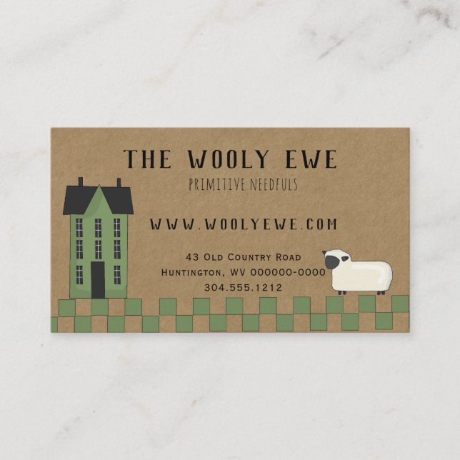 PRIMITIVES SALTBOX-HAUS AUF DER KRAFT-GESCHÄFTSKAR VISITENKARTE (Vorderseite)