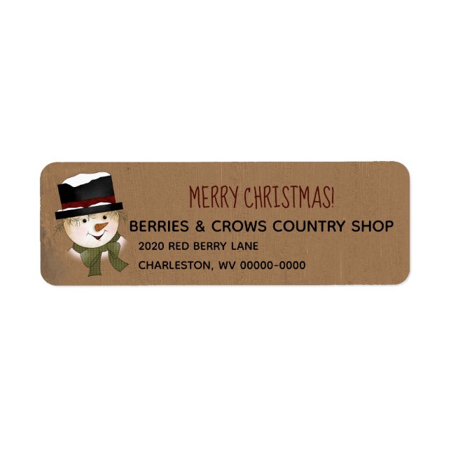 Primitives Snowman Rustic Address Label (Vorne)