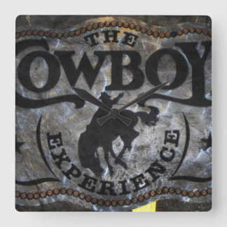 Primitives Western Land Pferdecowboy Rodeo Quadratische Wanduhr