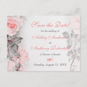 Primose Pink Rose Hochzeit Speichern Sie das Datum Ankündigungspostkarte