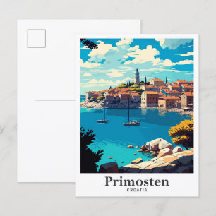 Primosten Croatia Art Vintage Reisevorführung Postkarte