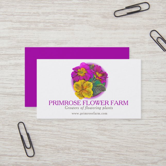 Primrose flower farm plant suppliers business card visitenkarte (Vorderseite/Rückseite Beispiel)