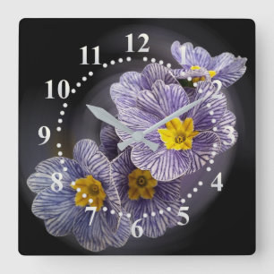 Primrose Flowers Quadratische Wanduhr