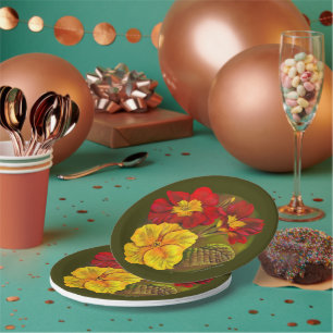 Primrose Gelb-grüne Kunstfeder Pappteller