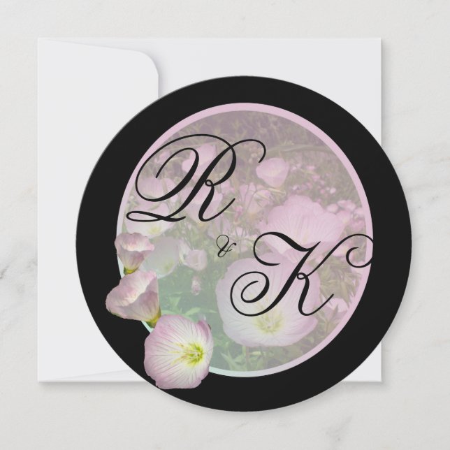 Primrose rosa Blume fette Streifen Monogramm Save The Date (Vorderseite)