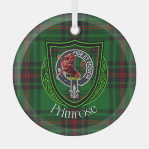 Primrose-Schottischer-Clan-Tartan & -Wappen Ornament Aus Glas