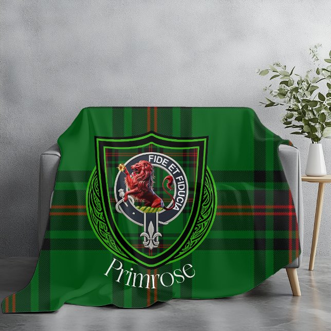 Primrose Scottish Clan Tartan Crest Fleecedecke (Von Creator hochgeladen)