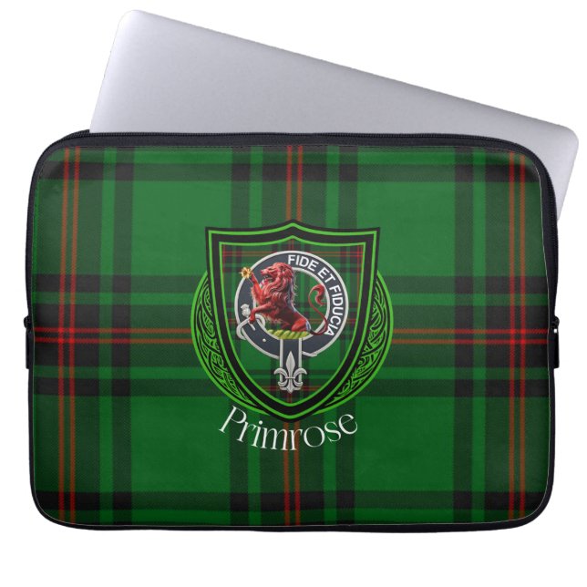 Primrose Scottish Clan Tartan & Crest Laptopschutzhülle (Vorderseite)