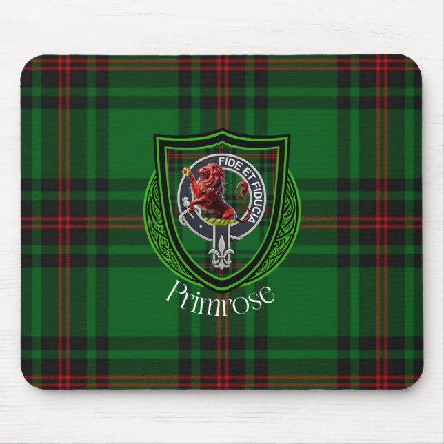 Primrose Scottish Clan Tartan & Crest Mousepad (Vorne)