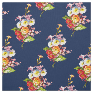 Primrose Vintag Elegant Navy Floral Muster Retro Stoff