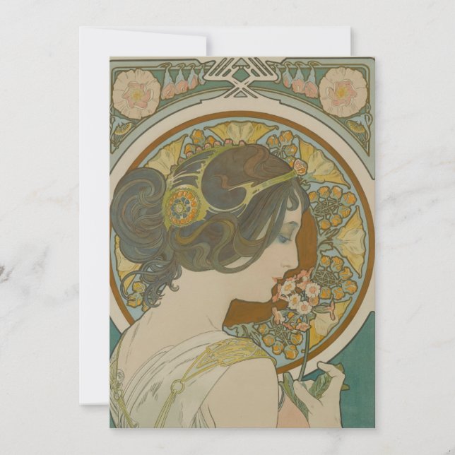 Primrose von Alphonse Mucha (1899) Feiertagskarte (Vorderseite)