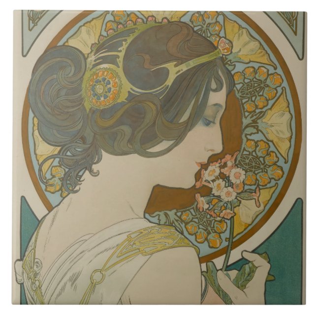 Primrose von Alphonse Mucha (1899) Fliese (Vorderseite)
