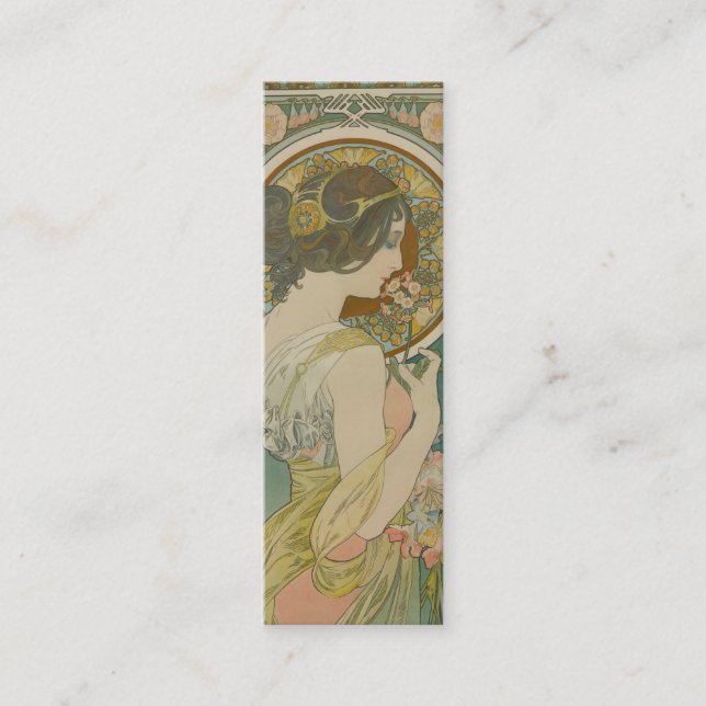 Primrose von Alphonse Mucha (1899) Lesezeichen Mini Visitenkarte (Vorderseite)