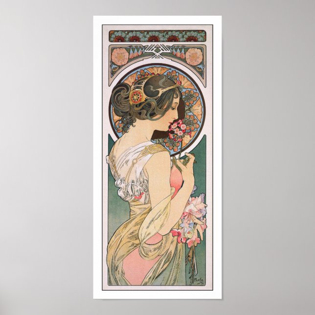 Primrose von Alphonse Mucha - Vintager Jugendstil Poster (Vorne)