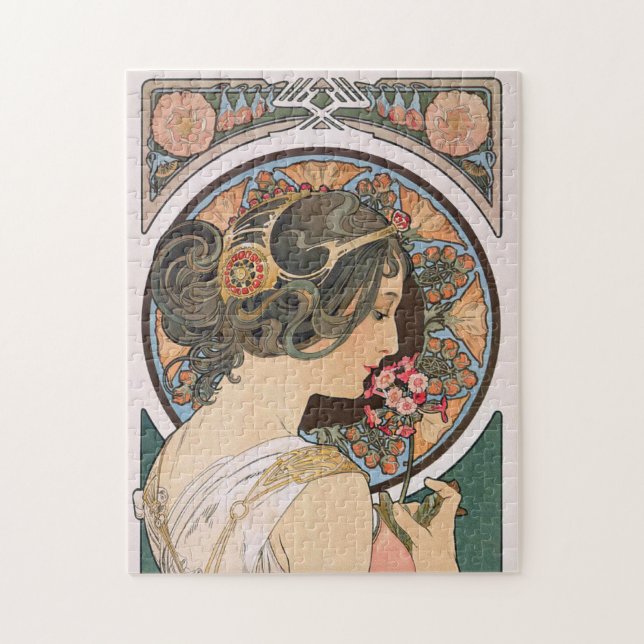 Primrose von Alphonse Mucha - Vintager Jugendstil Puzzle (Vertikal)