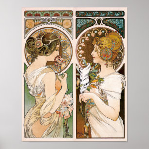 Primrosen und Feather, Mucha Poster